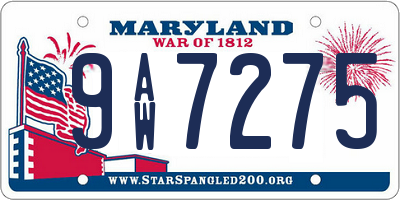 MD license plate 9AW7275