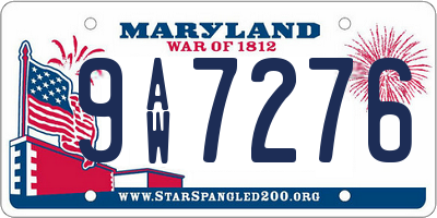 MD license plate 9AW7276