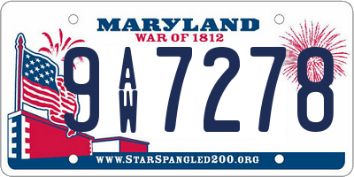 MD license plate 9AW7278