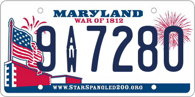 MD license plate 9AW7280