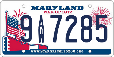 MD license plate 9AW7285