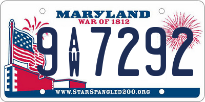 MD license plate 9AW7292