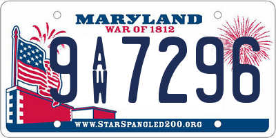 MD license plate 9AW7296