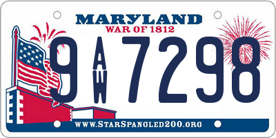 MD license plate 9AW7298