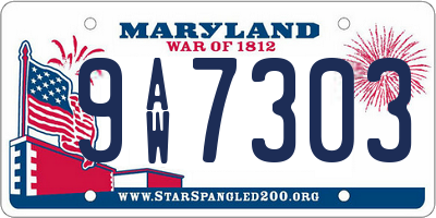 MD license plate 9AW7303