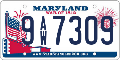MD license plate 9AW7309