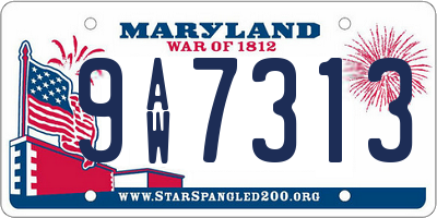 MD license plate 9AW7313