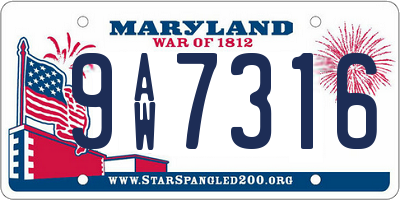 MD license plate 9AW7316