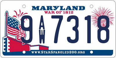 MD license plate 9AW7318