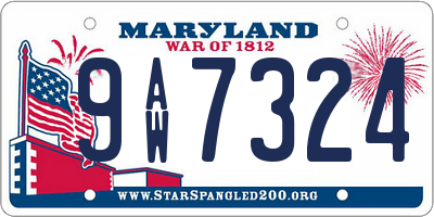 MD license plate 9AW7324