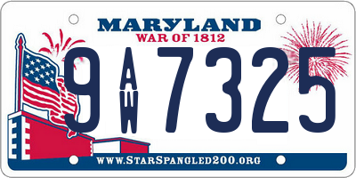 MD license plate 9AW7325