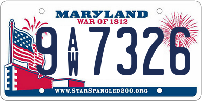 MD license plate 9AW7326