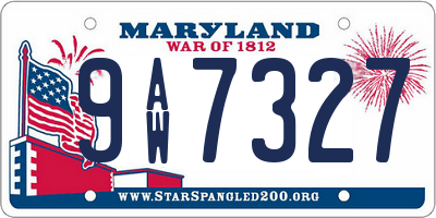 MD license plate 9AW7327
