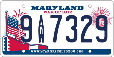 MD license plate 9AW7329