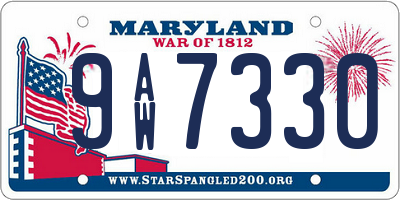 MD license plate 9AW7330