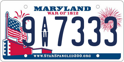 MD license plate 9AW7333