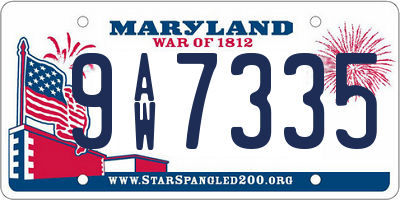 MD license plate 9AW7335