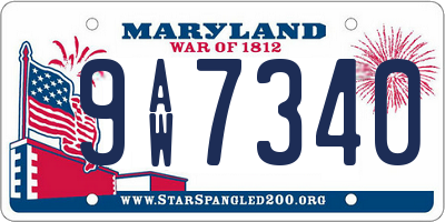 MD license plate 9AW7340