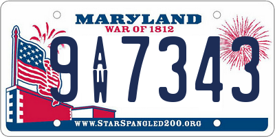 MD license plate 9AW7343