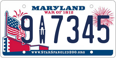 MD license plate 9AW7345