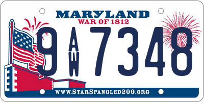 MD license plate 9AW7348