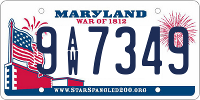 MD license plate 9AW7349