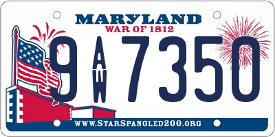 MD license plate 9AW7350