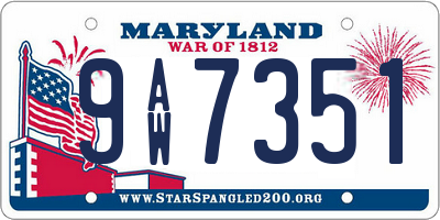 MD license plate 9AW7351