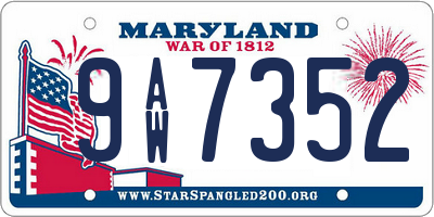MD license plate 9AW7352