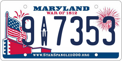 MD license plate 9AW7353
