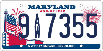 MD license plate 9AW7355