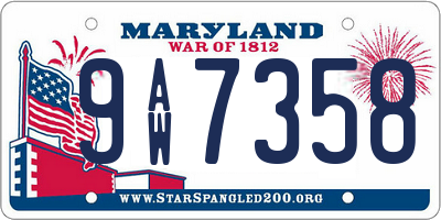 MD license plate 9AW7358