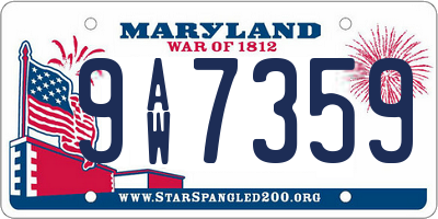 MD license plate 9AW7359