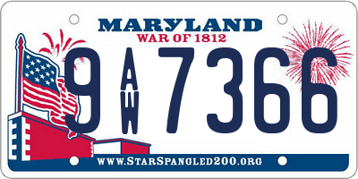 MD license plate 9AW7366
