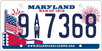 MD license plate 9AW7368