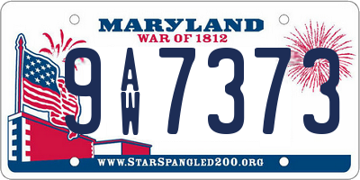MD license plate 9AW7373