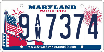 MD license plate 9AW7374