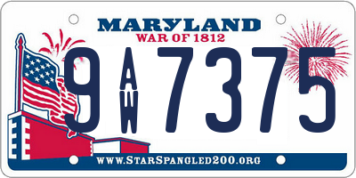 MD license plate 9AW7375