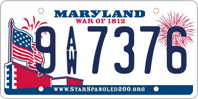 MD license plate 9AW7376