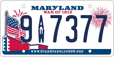 MD license plate 9AW7377