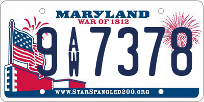 MD license plate 9AW7378