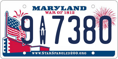 MD license plate 9AW7380