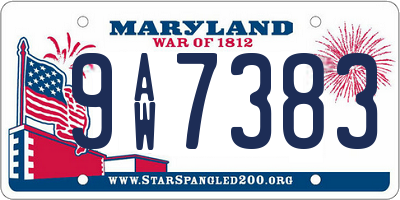 MD license plate 9AW7383