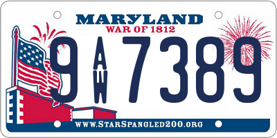MD license plate 9AW7389