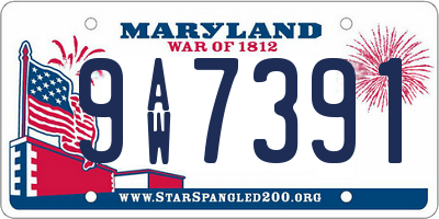 MD license plate 9AW7391