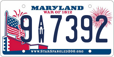 MD license plate 9AW7392