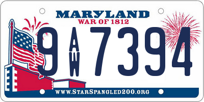 MD license plate 9AW7394