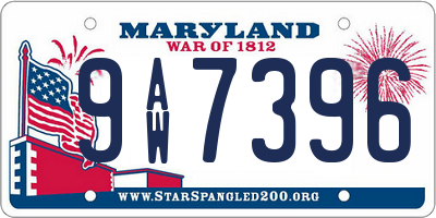 MD license plate 9AW7396