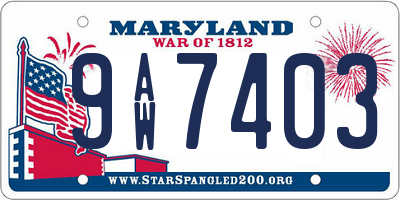 MD license plate 9AW7403