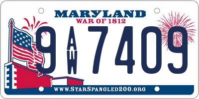 MD license plate 9AW7409